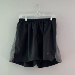 nike running shorts black gray lined fit dry large